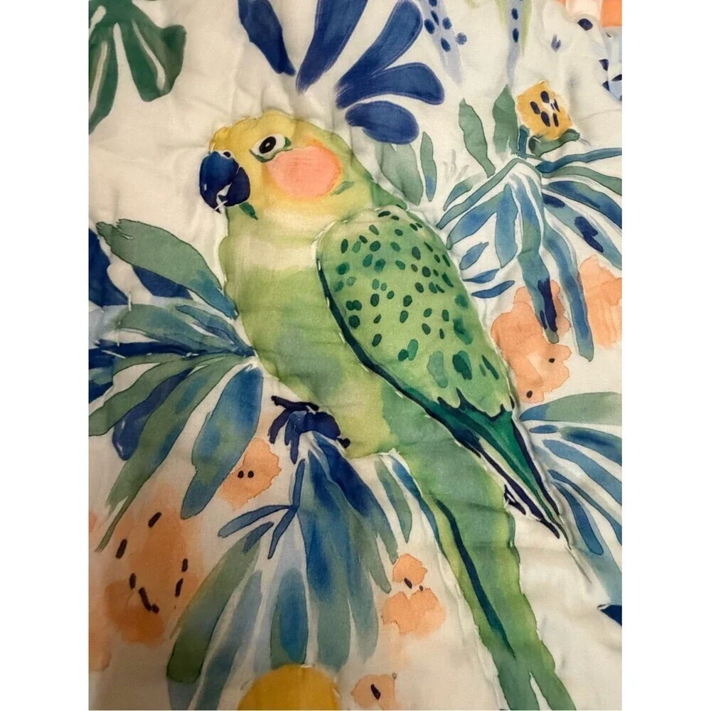 new Anthropologie Ellen merchant cotton voile euro pillow sham Floral Parrot